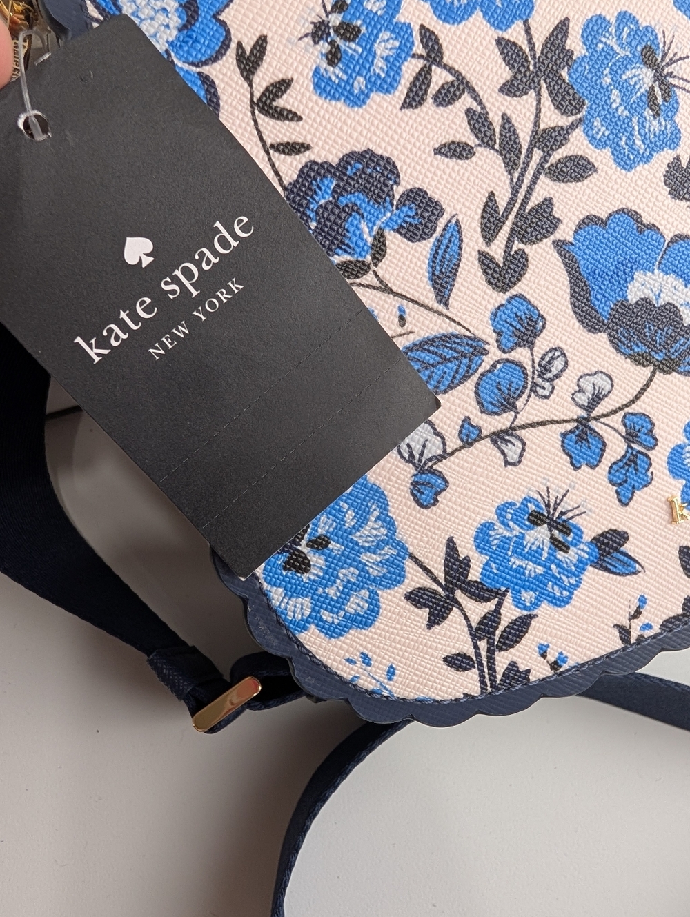 Kate Spade Madison Peacock Floral Printed Saddle Bag Blue Multicolor NWT - Picture 4 of 11